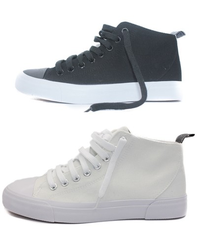 High top canvas trainers - top,